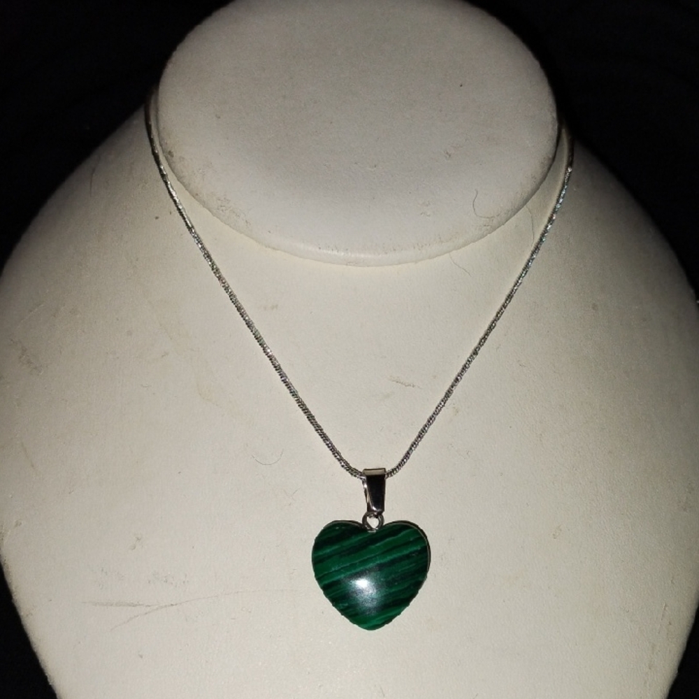 Malachite Heart Pendant Necklace